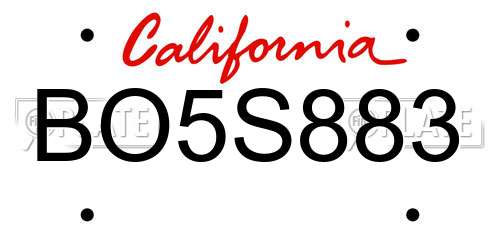 BO5S883 California License Plate