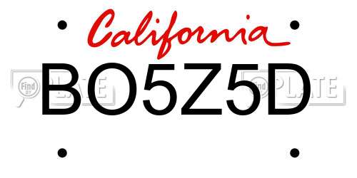 BO5Z5D California License Plate