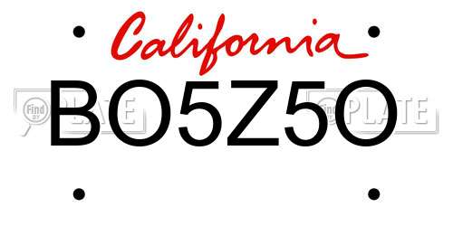 BO5Z5O California License Plate