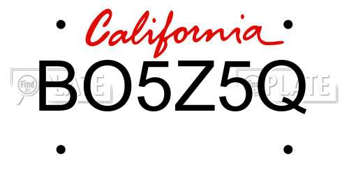 BO5Z5Q California License Plate