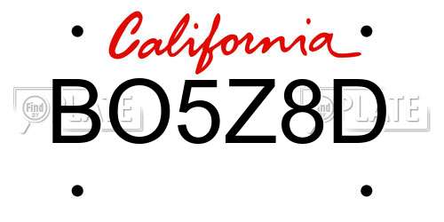 BO5Z8D California License Plate
