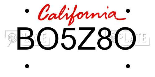 BO5Z8O California License Plate