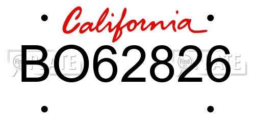 BO62826 California License Plate