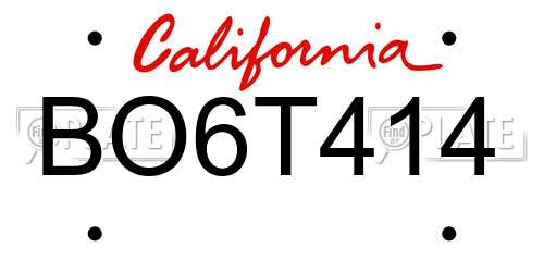 BO6T414 California License Plate
