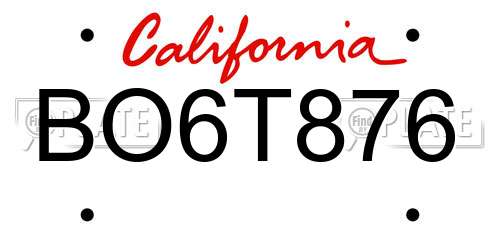 BO6T876 California License Plate