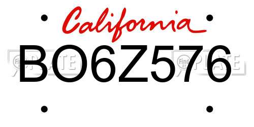 BO6Z576 California License Plate