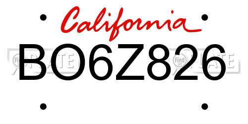 BO6Z826 California License Plate