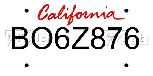 BO6Z876 California License Plate