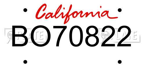 BO70822 California License Plate