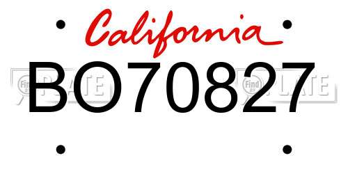 BO70827 California License Plate