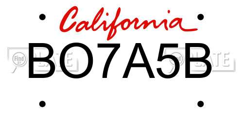 BO7A5B California License Plate