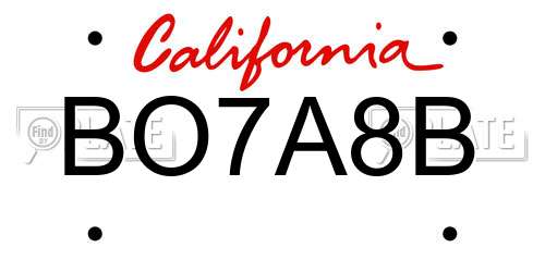 BO7A8B California License Plate