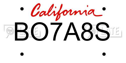 BO7A8S California License Plate