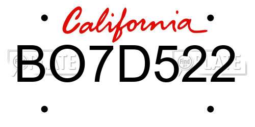 BO7D522 California License Plate