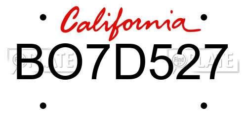 BO7D527 California License Plate