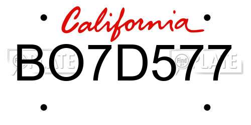 BO7D577 California License Plate