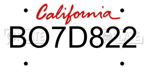 BO7D822 California License Plate