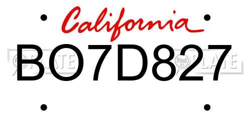 BO7D827 California License Plate