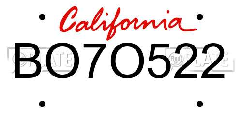 BO7O522 California License Plate