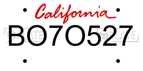 BO7O527 California License Plate