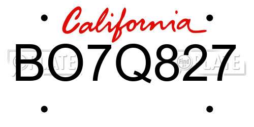 BO7Q827 California License Plate