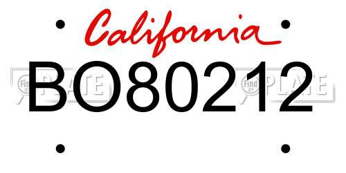 BO80212 California License Plate