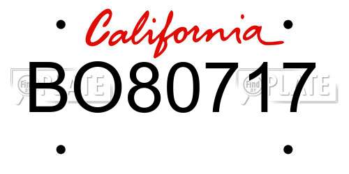 BO80717 California License Plate