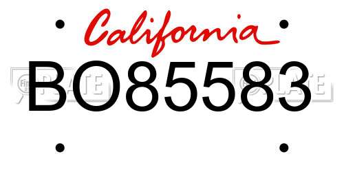 BO85583 California License Plate