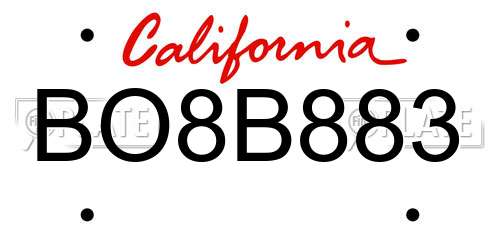 BO8B883 California License Plate