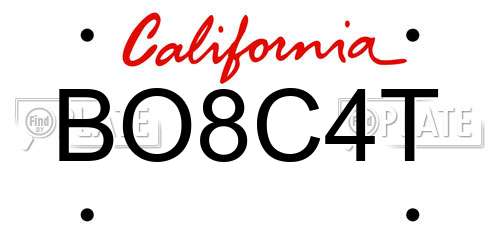 BO8C4T California License Plate