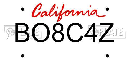 BO8C4Z California License Plate