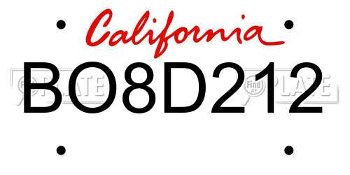 BO8D212 California License Plate