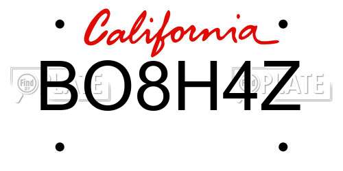 BO8H4Z California License Plate