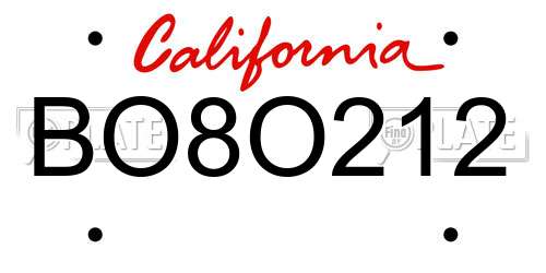 BO8O212 California License Plate