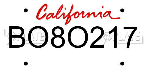 BO8O217 California License Plate