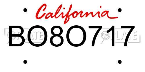 BO8O717 California License Plate