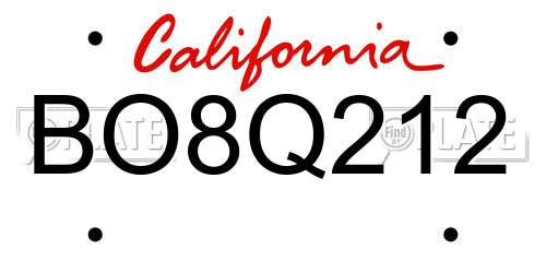 BO8Q212 California License Plate
