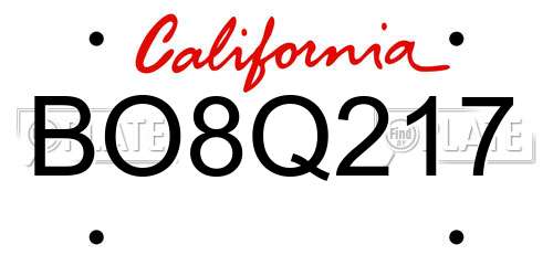BO8Q217 California License Plate