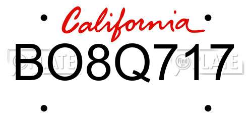 BO8Q717 California License Plate
