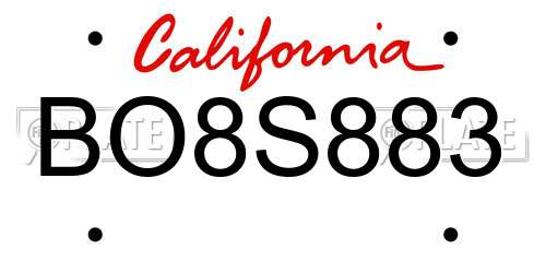 BO8S883 California License Plate
