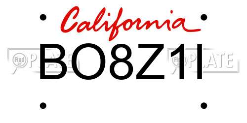 BO8Z1I California License Plate