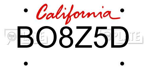 BO8Z5D California License Plate