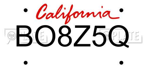 BO8Z5Q California License Plate