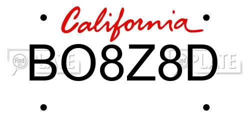 BO8Z8D California License Plate