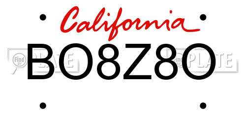 BO8Z8O California License Plate
