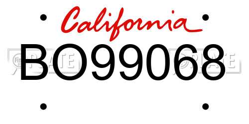 BO99068 California License Plate