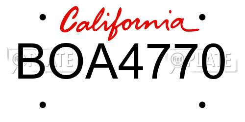 BOA4770 California License Plate