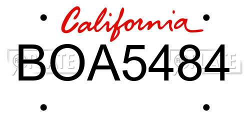 BOA5484 California License Plate