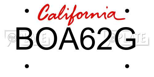 BOA62G California License Plate