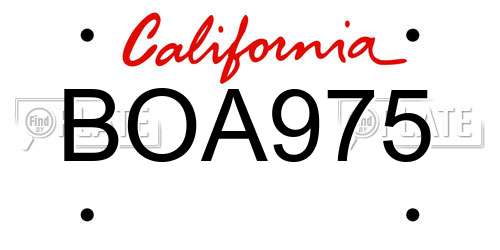 BOA975 California License Plate
